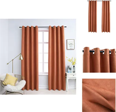 Image de vidaXL Rideaux occultants avec œillets métalliques 2 pcs. Rostbraun 140x225cm - Rideaux et voilages