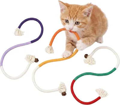 Imagen del producto de Juguetes para gatos, 3 unidades, hechos de algodón, para masticar, de 70 cm de largo, ideales para el cuidado dental