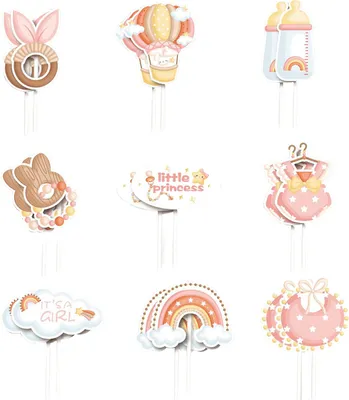 Produktbild von Tortendeko Geburstagstorte, Cake Topper Geburtstag, Tortendeko für Babyparty Baby Shower Deko, Kindertaufe schmücken Tortenaufsatz aus, Gender Reveal Partydeko