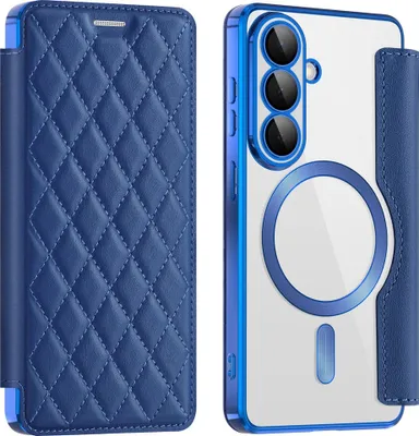 Immagine prodotto di Custodia per cellulare MagSafe per Samsung Galaxy S26 5G Protezione RFID Textura a rombi D- Blu