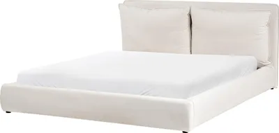Produktbild von BELIANI Wasserbett Hellbeige Stoff Gepolstert 180 x 200 cm Hohes Kopfteil Modern Doppelbett Schlafzimmer