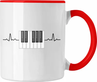 Produktbild von Trendation - Piano Klavier Geschenkidee Heartbeat Pianist Tasse Geschenk Lustige Grafik (Rot)