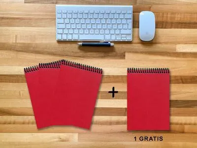 Produktbild von A 5 Notizblock - Set, 3+1 gratis, Luxury 80 Seiten ROT JUPITER GLITTER-OPTIK, kariert 10x10mm