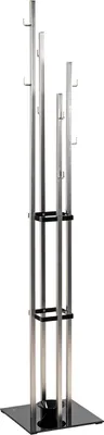Obrázek produktu pro Věšák HAKU v provedení imitace nerezové oceli, černý – kov, bezpečnostní sklo 8 mm, šířka/výška/hloubka: 35 × 182 × 35 cm