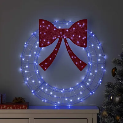 Zdjęcie produktu dla vidaXL Wianek z 60 diodami LED, niebieski, 76 x 76 x 8,5 cm, akryl