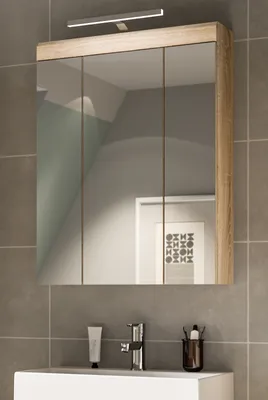 Produktbild von Badezimmer Spiegelschrank "Mambo" in Sonoma Eiche Badschrank 3-türig 60 x 79 cm