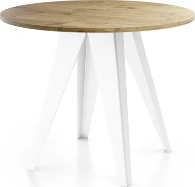 Obrázok produktu pre Jedálenský stôl Glory White v industriálnom štýle - moderný, okrúhly - rozťahovací od 100 cm do 140 cm, kovové nohy s práškovou povrchovou úpravou - dub Lancelot