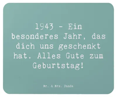Produktbild von Mr. & Mrs. Panda Mousepad Spruch 1943 Geburtstag - Meeresbrise - Geschenk, Mauspad, Alter, Happy Birthday, Geburtstagsgeschenk, laptop, besondere Geschenke, Mouse Pad, pc