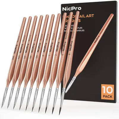 Produktbild von Fein-Pinsel Set - 10-teilig mit Präzisionsspitzen - für Mikro-Detailarbeiten Acryl Aquarell Öl Basteln und Modellbau