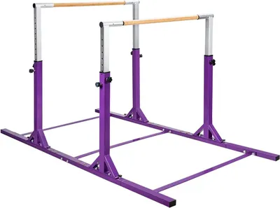 Produktbild von GOPLUS Gymnastik Turnreck, Turnstangen Breiten- & höhenverstellbar, Reckstange aus Metall bis zu 100kg, Gymnastikstange für Kinder von 6-12 Jahren, Violett