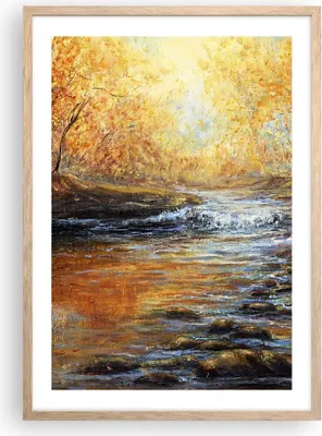 Produktbild von Gerahmtes Poster - Rahmen in heller Eiche - Bach Park Baum - 50x70 cm - Wand Bild - Wanddeko - Wandbilder - Kunstposter - Wandposter - Bilderrahmen - Bilder - Kunstdruck - Wandbild - P2NPA50x70-3973