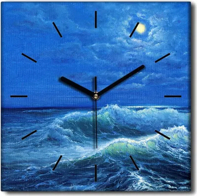 Produktbild von Coloray Uhr auf Leinwand 30x30 cm Wand Uhr Dekoration Wohnzimmer Segeltuch schwarze Hände -Meerseerwellen