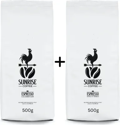 Produktbild von SUNRISE COFFEE Espressobohnen 500kg [Colombia Sun] und 500g [World of Arabica] ganze Bohnen mittelkräftig geröstet Ideal für Vollautomat und Siebträger
