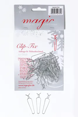 Produktbild von Christbaumkugel Aufhänger 4cm Clip Fix Metall 50 Stück Silber