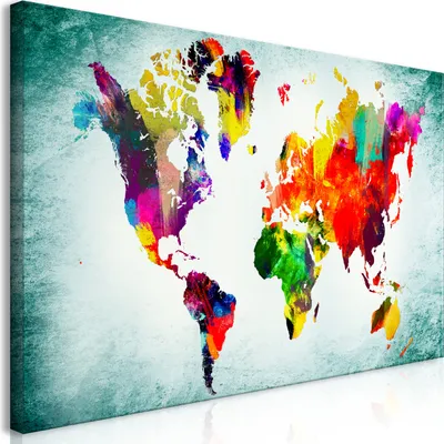 Immagine prodotto di Murale mega XXXL mappa del mondo 250x125 cm pezzo unico formato XXL stampa d'arte per auto-assemblaggio tela quadri moderni quadri fai da te decorazione murale casa decorazione colorata k-A-0238-ak-e