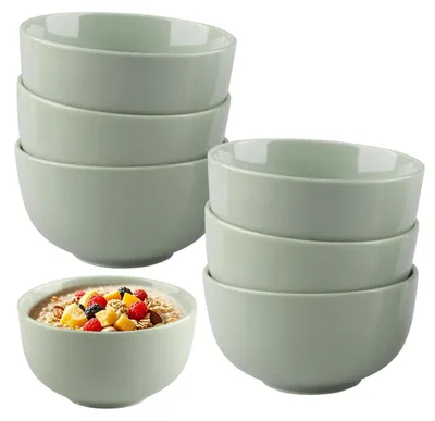 6er-Set Keramikschalen, 350 ml, lichtgrün, für Müsli & Suppen