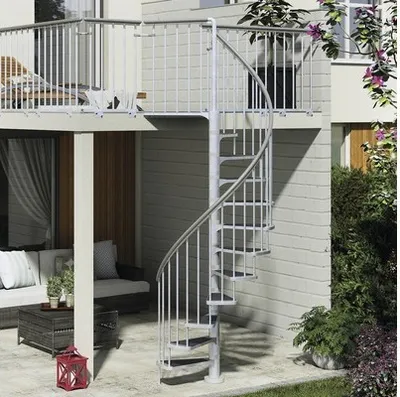 Produktbild von Pertura Spindeltreppe Sania Trimax Ø 125 cm Silber 12 Stück Stufen 13 Steigungen Relinggeländer Stabgeländer Silber Grau