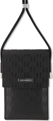 Produktbild von Karl Lagerfeld 7 inch phone pouch Saffiano mono plaque - Black