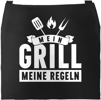 Produktbild von Grill-Schürze für Männer mit Spruch Mein Grill meine Regeln Grillregeln grillen BBQ Barbeque Baumwoll-Schürze Küchenschürze Moonworks® schwarz unisize