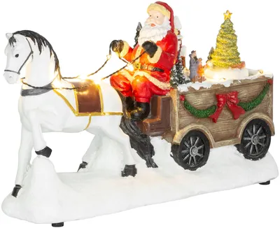 Immagine prodotto di Decorazione MagicHome Natale, Babbo Natale con cavallo, LED, 3xAA, interno