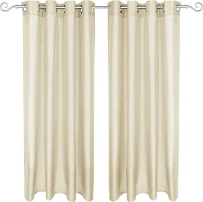 Image de lot de 2 rideaux opaques Alessia avec œillets 140x175cm beige
