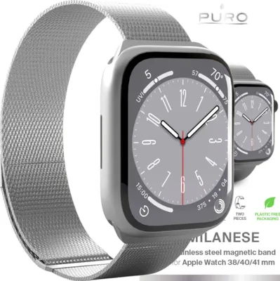 Obrázek produktu pro Řemínek z nerezové oceli Puro Milanese pro Apple Watch 38 / 40 / 41 mm - Stříbrný