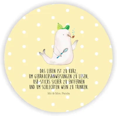 Produktbild von Mr. & Mrs. Panda magnet Robbe Sherlock - Gelb Pastell - Geschenk, Kühlschrankmagnet, für kühlschrank, fotos, Gute Laune, pinwand, rundmagnet