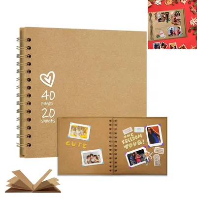 Produktbild von Fotoalbum Scrapbook 18x18 cm 40 Seiten DIY Scrapbook Hartes Kraftpapier Baby Erinnerungsbuch Familie Geburtstag Hochzeit Jahrestag Scrapbook, Gelb