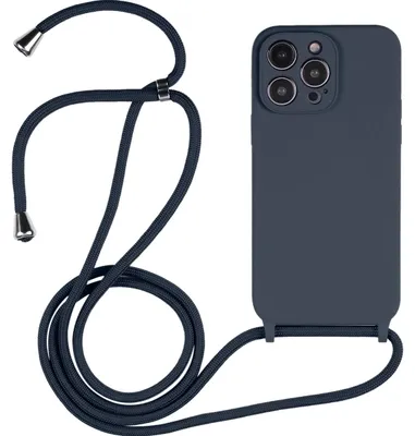 Produktbild von Mobigear Handylanyard für iPhone 15 Pro Max, Silikon-Handykette – Dunkelblau