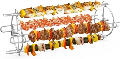 Immagine prodotto di Spiedini in acciaio inossidabile, lunghezza 44 cm, per barbecue a carbone