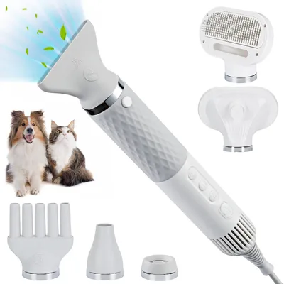 Imagen del producto de Secador de pelo para mascotas 5 en 1, de bajo nivel de ruido, con control inteligente de temperatura, 3 niveles de potencia, para perros y