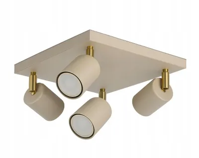 Zdjęcie produktu dla LUXOLAR Lampa sufitowa plafon 4-punktowy GU10 LED beżowy, złote detale - nowoczesny żyrandol z regulacją - do kuchni, salonu, gabinetu, sypialni
