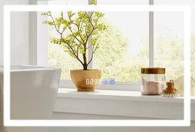Produktbild von GOPLUS 60x40cm Badspiegel LED 3000-6000K mit Zeitanzeige Speicherfunktion Antibeschlagfunktion Touch-Schalter, Badezimmerspiegel, HD-Wandspiegel