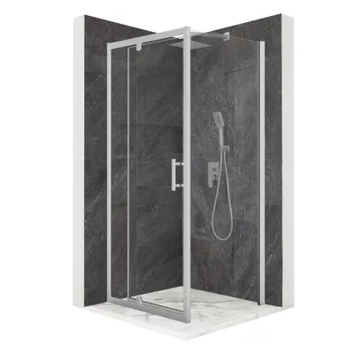 Produktbild von Duschkabine 100 x 100 cm, Schwingtür, silbernes ESG-Glas 6 mm + Beschichtung