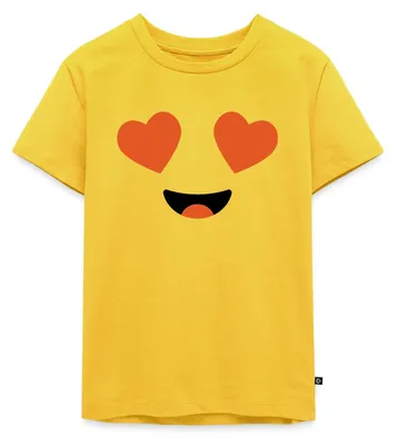 Produktbild von Spreadshirt Emoticon Herzaugen Kostüm Karneval Gruppenkostüm Kinder Premium T-Shirt, 110/116 (4 Jahre), Sonnengelb