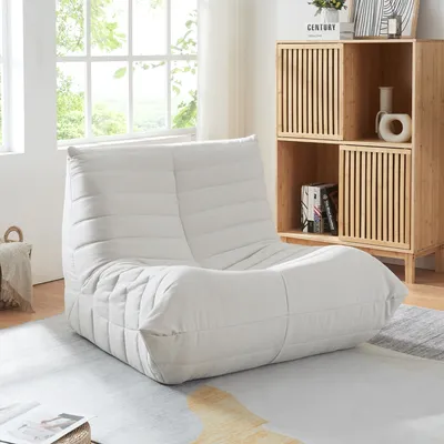 Immagine prodotto di Sedia da terra 'Kodsø' imbottita Sedia da terra con schienale 75 x 90 x 100 cm Microfibra Beige