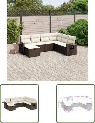 Produktbild von The Living Store 7-tlg. Garten-Sofagarnitur mit Kissen Braun Poly Rattan