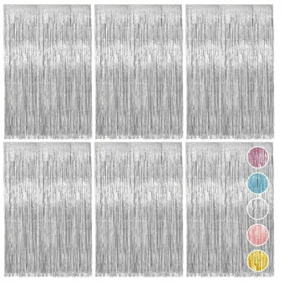 Image de Rideau scintillant argenté – Décoration en franges métallisées, 1x2 mètres, pour fêtes