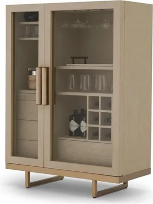 Produktbild von Casa Padrino Luxus Barschrank Beige / Messing H. 150 cm - Bar Möbel