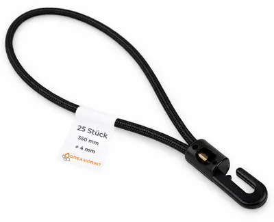 Produktbild von Dreamprint Expanderschlinge 25 Stück 35cm Ø 4mm schwarz Planen-Spanner mit Mini Kunststoffhaken