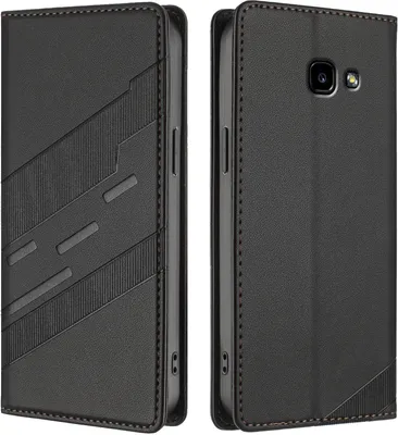 Image de Etui pour Samsung Galaxy A5 2017, étui portefeuille en cuirPolyuréthaneavec fente pour carte et fonction stand Schwarz