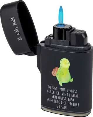 Produktbild von Mr. & Mrs. Panda Feuerzeug Schildkröte Pfeifen - Schwarz - Geschenk, Lebensfreude, sturmfeuerzeug, glücklich, Zünder, Fröhlich, Gasfeuerzeug, anzünder, Feuerzeuge