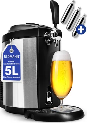 Produktbild von Bomann® Bierzapfanlage für handelsübliche 5 Liter Bierfässer, Bierzapfanlage 5 Liter mit Kühlung von 2°C-12°C, Zapfanlage mit LED-Display zur komfortablen Temperaturreglung–BZ 6029 CB