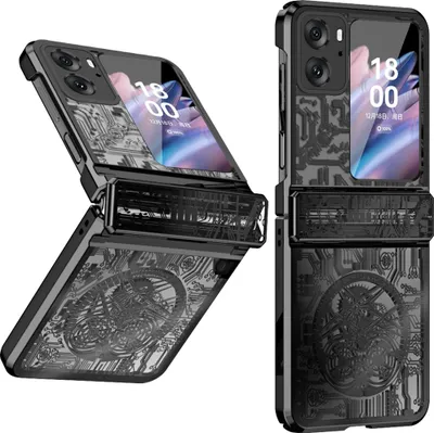 Image de Etui pour Oppo Find N2 Flip étui de protection galvanisé de luxe avec charnière de protection noir