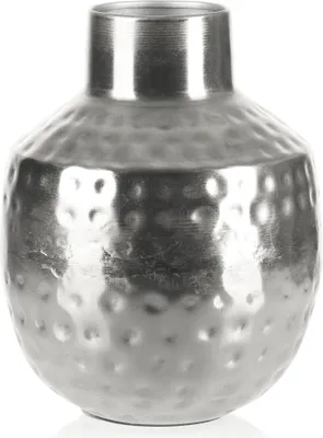 Produktbild von com-four® Vase aus Metall - Metallvase für Blumen - Deko Vase für zu Hause und Büro - Vase mit Dellen - Raumdeko - Hammerschlag-Optik
