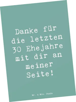 Produktbild von Mr. & Mrs. Panda Postkarte Spruch 30. Hochzeitstag Perlenhochzeit - Meeresbrise - Geschenk, Danke für 30 Jahre, Meilenstein, Erinnerung, Geschenke, Ansichtskarten, Heirat