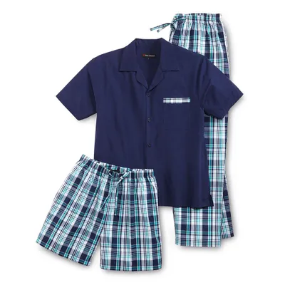 Produktbild von Rick Armand Herren 3-teiliger Sommer Pyjama Shorty + lange Hose Schlafanzug Gr. L