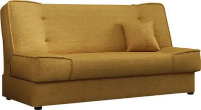 A studio shot of a yellow sofa bed.