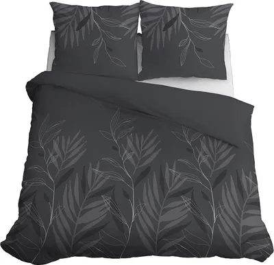 Immagine prodotto di Biancheria da letto, cotone sateen, alta qualità 200x220 4827b Foglie grigio scuro