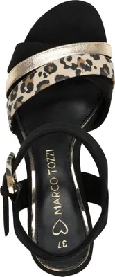 Produktbild von MARCO TOZZI Damen Sandalette Sommer Knöchelriemen Blockabsatz samtig 2-28323-42, Größe:39 EU, Farbe:Schwarz